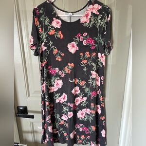 Old Navy Womans Large Floral Print Dress Short Sleeve Flowy